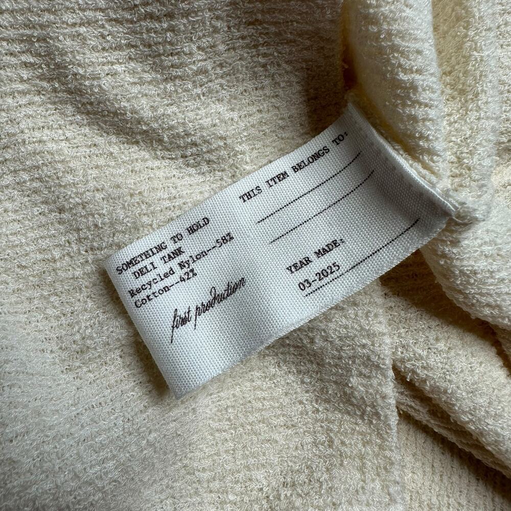 SOMETHING TO HOLD Deli Tank Top Cream Women's Size Medium NWT Teddy Boucle - Picture 6 of 7